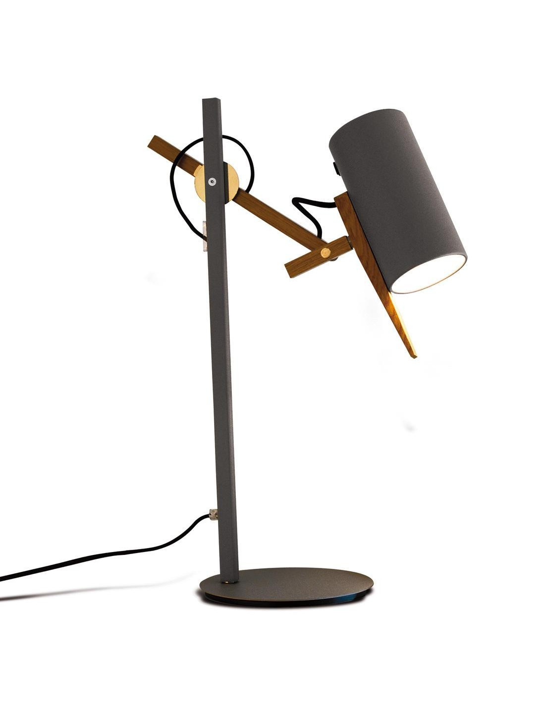 Lampe à poser Liseuse Scantling avec double bras articulé en bois