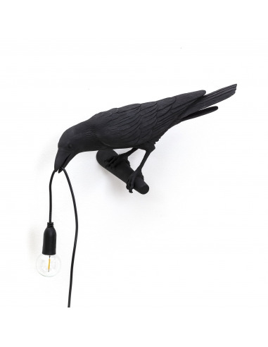 Applique murale Bird Lamp Looking en forme d'oiseau en résine noir par Seletti