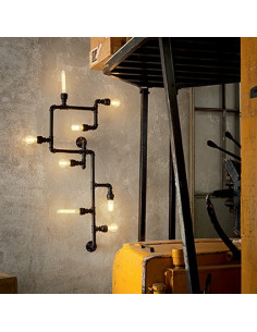 Applique Murale Tuyauterie Industrielle 5 Sources Avec éléments