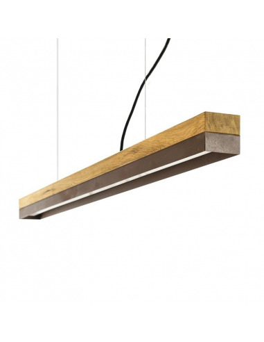 Suspension Design C1o Rectangular 122 cm bois en chêne massif et acier rouillé par Gant light
