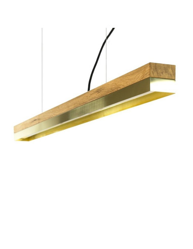 Suspension Design C1o Rectangular 122 cm bois en chêne massif et laiton par Gant Light