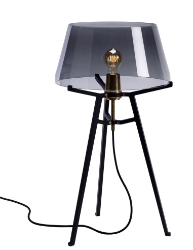 Lampe à poser Ella noir avec abat-jour en verre soufflé par Anton de Groof X Tonone