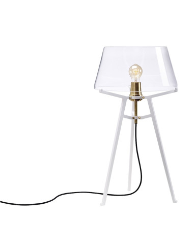 Lampe à poser Ella blanc avec abat-jour en verre soufflé par Anton de Groof X Tonone