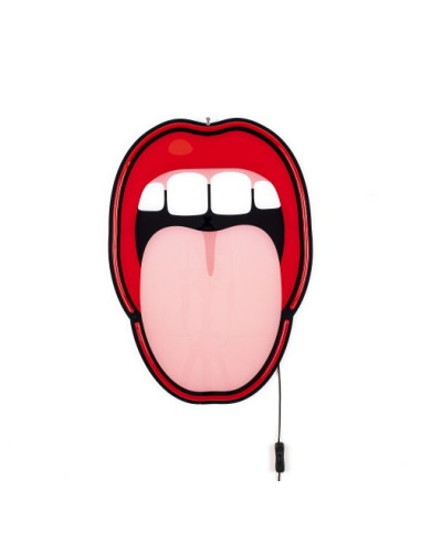 Applique Néon Tongue en forme de bouche avec langue pour un design tendance par Studio Job X Seletti