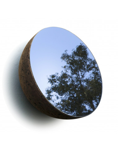 Miroir design Moon 21 cm en liège noir naturel