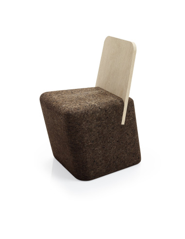 Chaise design original Cut en liège noir et bois
