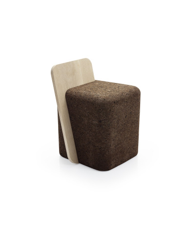 Tabouret design original Cut stool en liège noir et bois