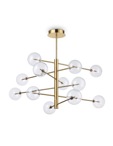 Suspension Splendida 12 lampes avec abat-jour en verre au design chic