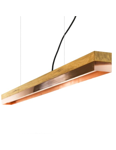 Suspension Design C1 Rectangular 122 cm cuivre et bois par Gant Light