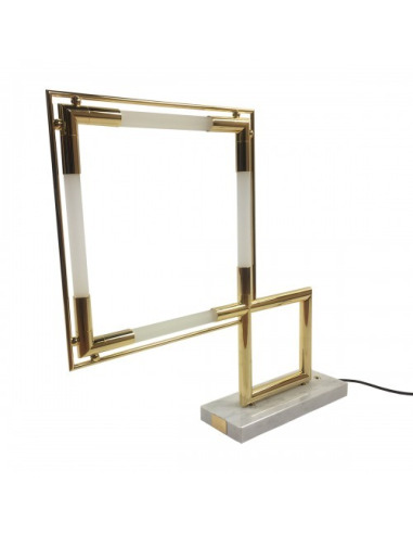 Lampe de table Quadro Led Limited Edition Gold par Jacques Adnet pour Lumen center Italia