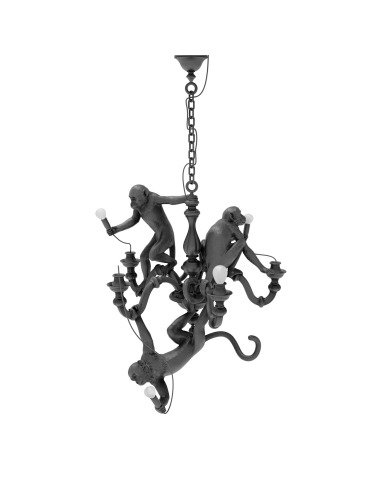 Suspension the Monkey Chandelier en résine noir par Seletti x Marcantonio