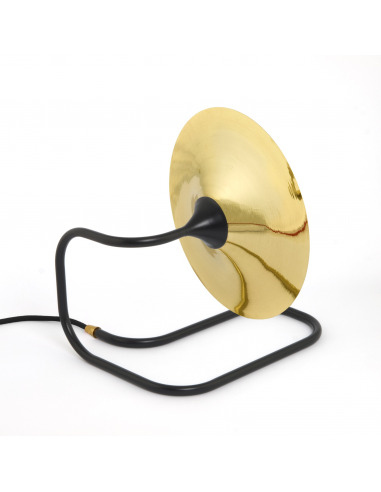Lampe à poser / Applique Turbaya noir en laiton en forme de gramophone au design chic et élégant 