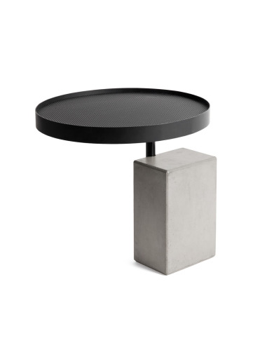 Table d’appoint Twist avec plateau en béton et piètement métal laqué noir au style industriel par Lyon Beton