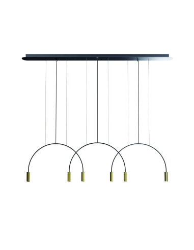 Suspension LED en aluminium - Pavillon rond - 3 arceaux - 6 lumières -  Volta par Estiluz