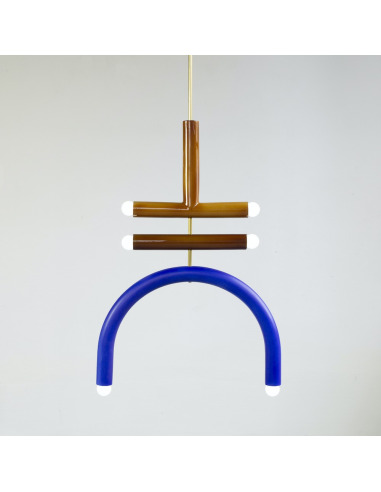 Suspension TRN light F2 en céramique et laiton par Magda Jurek