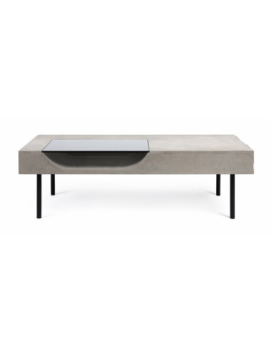 Table basse curb avec plateau en béton et piètement en acier au style industriel par Lyon Beton