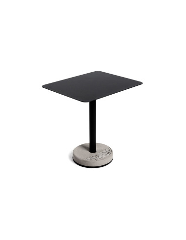 Table de bistro rectangulaire donut avec plateau en aluminium et pied en béton au style industriel par Lyon Beton