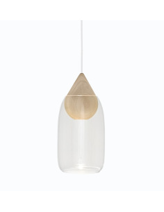 Suspension LED en bois Liuku Ball avec abat-jour en verre au design scandinave 2