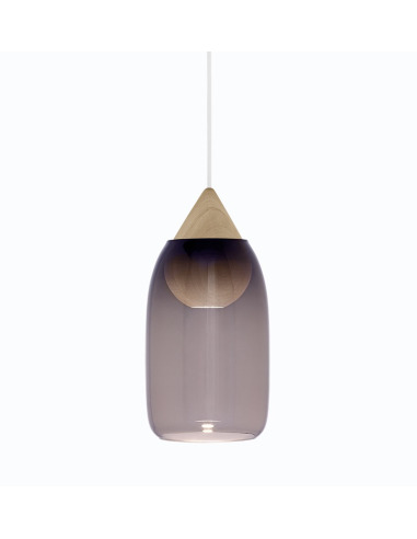 Suspension LED en bois Liuku Ball avec abat-jour en verre au design scandinave