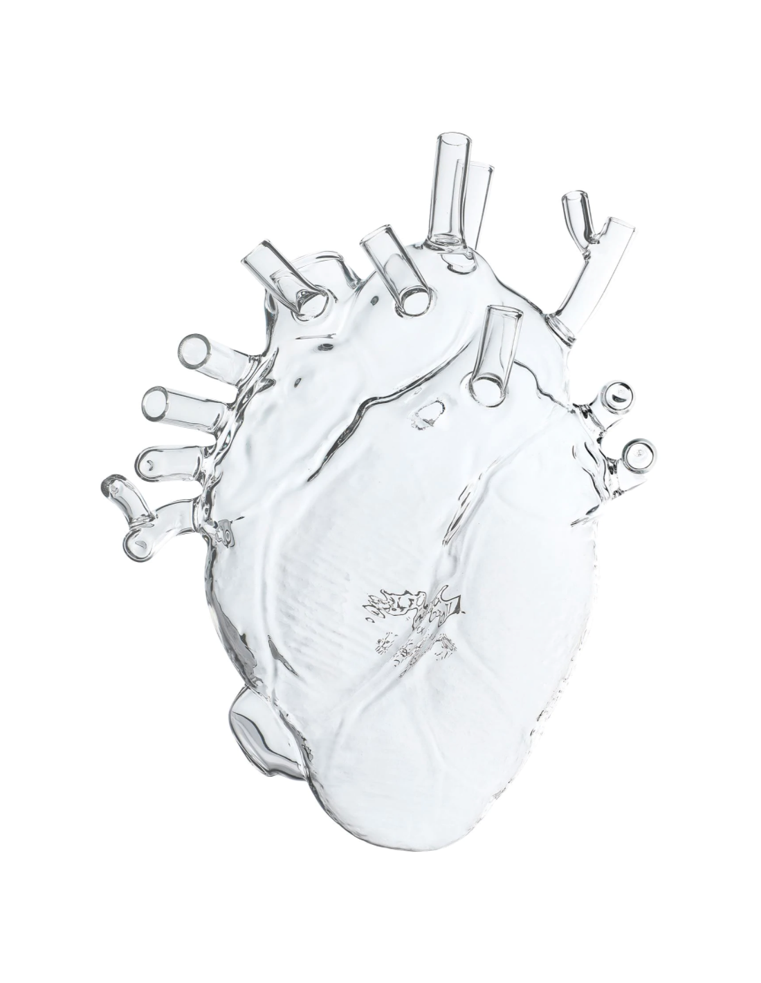 Décoration en forme de cœur très détaillée et complexe en cristal au plomb,  réaliste et anatomiquement