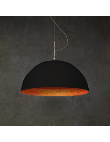 Suspension contemporaine Mezza luna lavagna Ø70cm avec effet tableau noir personnalisable