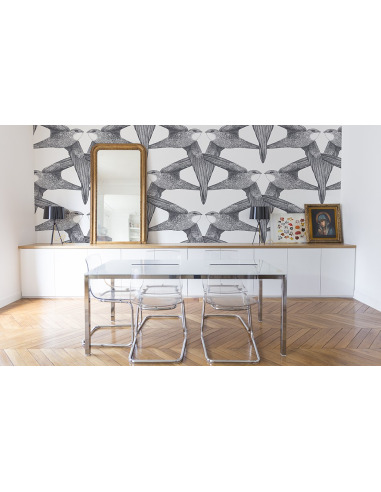 Papier Peint Design Intissé White Birds Grands Oiseaux Prêt à Poser Papier Peint Design Intissé White Birds