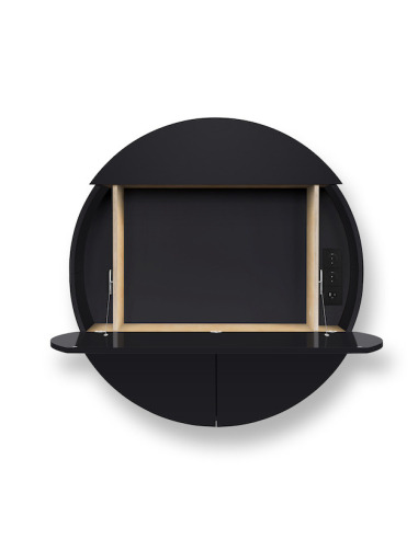 Bureau mural multifonctionnel Cabinet Pill Extra noir en bois par Inesa Malafej au design scandinave