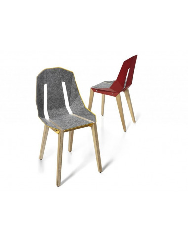 Chaise géométrique Diago Feutre en aluminium et bouleau au design minimaliste