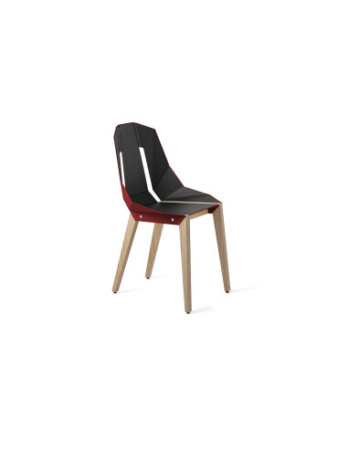 Chaise géométrique Diago Cuir en aluminium et bouleau au design minimaliste