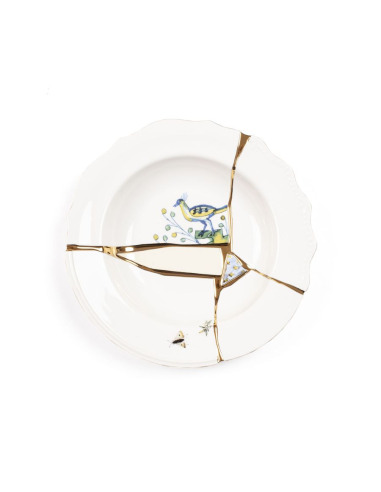 Assiette à soupe Kintsugi en porcelaine par Marcantonio x Seletti