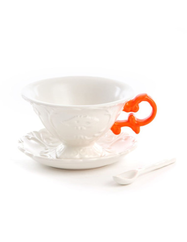 Tasse I-Tea avec anse orange I-Wares en porcelaine par Selab x Seletti