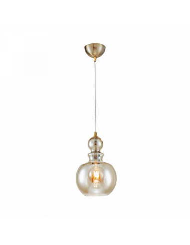 Supension Tone 2 en métal avec lampe en dôme en verre soufflé de couleur ambre au design contemporain par Maytoni