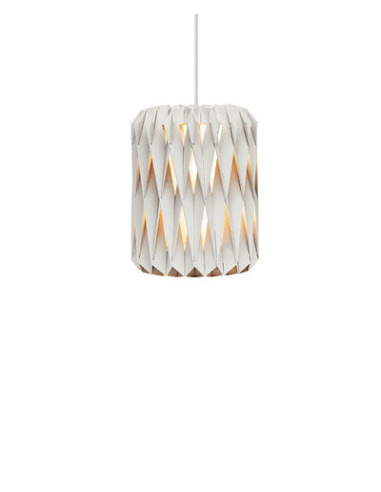 Suspension Signature mini avec base en métal et abat-jour en contreplaqué de bouleau au design contemporain par Pilke Lights
