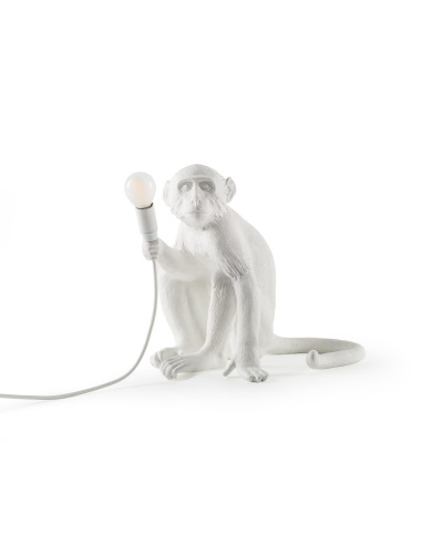 Lampe à poser the Monkey assis en résine blanc par Seletti