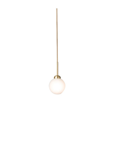 Suspension Apiales 1 tige en métal avec abat-jour en verre opale blanc au design contemporain par Sofie Refer x Nuura