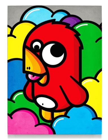 Tableau En Béton Oiseau Rouge Par Birdy Kids Street Art Et Lyon Beton