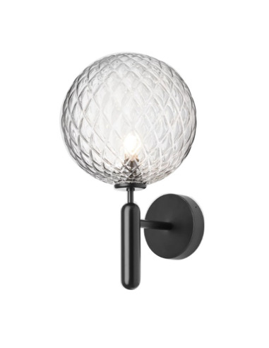 Applique extérieur Miira base en métal avec abat-jour en verre Optic Clear au design contemporain par Sofie Refer x Nuura