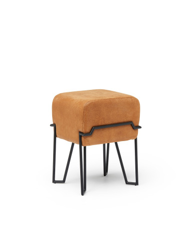 Tabouret design en cuir Bokk au design graphique par Ka-Lai Chan X Puik Art