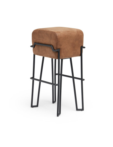 Tabouret haut en cuir Bokk bar au design graphique par Ka-Lai Chan X Puik Art