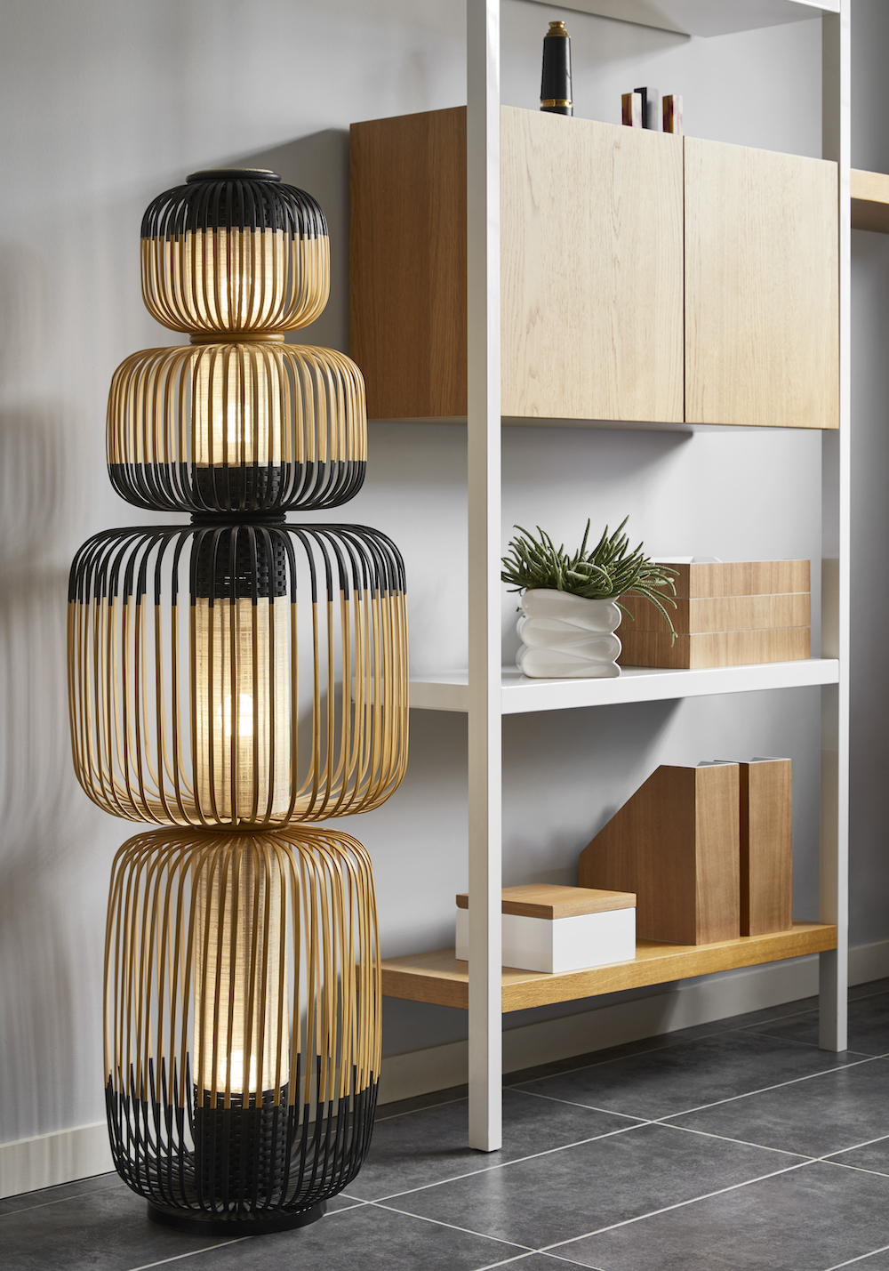 Lampadaire Bamboo 4 light en bambou au design naturel par Arik Levy x Forestier