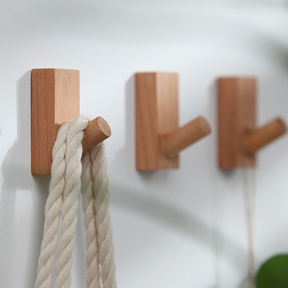 Patère murale Woody 15 au design naturel en bois naturel